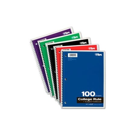 Tops Products WIREBOUND 1-SUBJECT NOTEBOOK, COLLEGE RULE, 11 X 8-1/2, WHITE, 100 SHEETS/PAD 65161